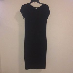 Cato Black Short Sleeve Fitted Midi Dress